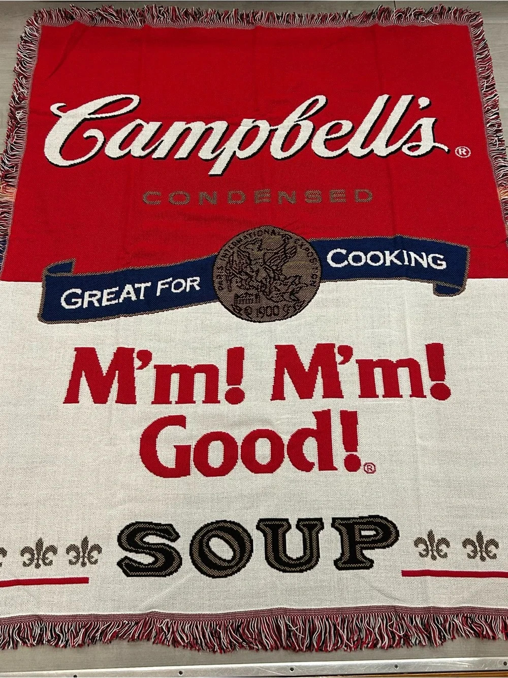 Vintage 90s Campbell’s Soup M’m M’m Good Tapestry Throw Blanket 55x43 Northwest